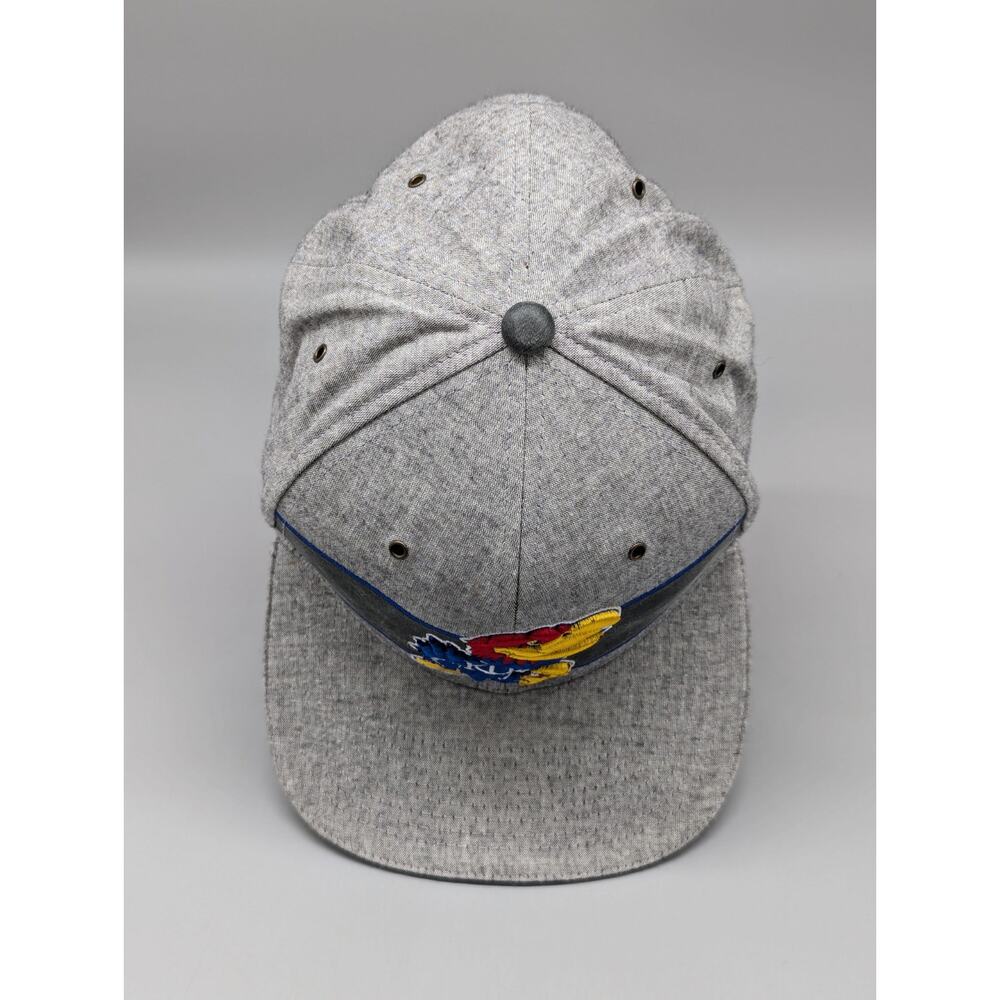 Zephyr Kansas KU Jayhawks Heathered Gray Embroidered Snapback Hat Cap - Picture 7 of 10
